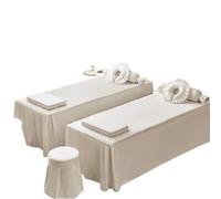 Sábana Camilla Masaje 1 pieza de faldón de cama sólido for salón de belleza, antideslizante, for mesa de masajes, spa, cubrecama, funda de cama agradable for la piel con orificio(Beige,190x80cm)