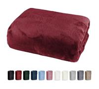 Sábana de cama 150x200 Cashmere Touch, sábana bajera ajustada súper suave para invierno, terciopelo Nicky, tipo de peluche Teddy, tipo 585, certificado Öko-Tex, fácil de cuidar, color burdeos para