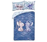 Sábana De Cama STITCH ANGEL Set Edredón 140x200cm Algodón Original DISNEY Bacio