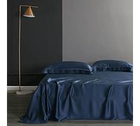 Sábana de Seda de Morera 100% Sábanas Planas de Color sólido Ropa de Cama Seda Real para sábana de Cama tamaño King Queen Textiles para el hogar-Tiffany_Blue_240x270cm