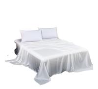 Sábana de seda de morera natural, color sólido, ropa de cama de tamaño King, ropa de cama suave de lujo para el hogar, sábana encimera de seda blanca (230 x 250 cm), perfecta para parejas