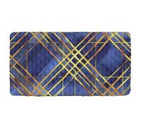 Sábana de viaje suave y cómoda con líneas geométricas a cuadros azules y dorados, para cuna, cama de viaje para niños y bebés, 50 x 25 pulgadas (sábana, cama no incluida)