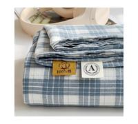 Sábana Encimera a Cuadros Cama 90 a 200cm Sábana Plana Algodón Extra Suave Transpirable for Mujeres y Hombres(Grid K,160x230cm+48x74cm x2)