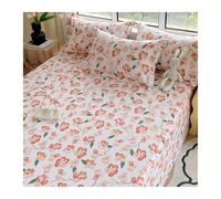 Sábana Encimera de 100% Algodón con Estampado Floral Sábana Superior Extra Suave y Transpirable para Cama de 90-100cm 120-135cm 150-180cm 200cm(Pink florid,245x250cm+48x74cm x2)