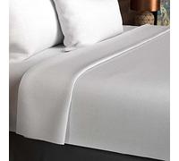 Sábana encimera lisa de algodón 57 hilos 260x300 cm blanca.