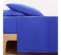 Sábana encimera lisa de lino lavado, Linot. Talla Cama 150cm (240x290cm). Color azul royal