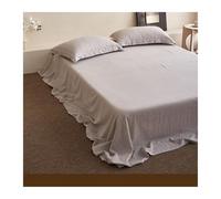 Sábana Plana 10% Lino 90% algodón 180x245cm a 245x270cm sin elástico Ultra Suave cómoda y Transpirable ama Individual matrimonial Queen King(Brown,245x270cm)