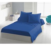 Sábana Plana Azul 240 x 300 cm, Microfibra 82 g/m², Suave y Ligera, fácil Mantenimiento, Planchado superfluo, Ideal para Cama de 2 Personas