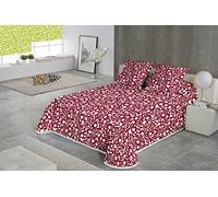 SABANALIA - Colcha Cama 150 | Estampada Letras | 50% Algodón - 50% Poliéster | Cubrecama Primavera y Verano | Disponible en Varios Tamaños y Colores | (250x280) | Rojo