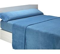 SABANALIA - Juego de sábanas de coralina Liso | 4 Piezas | 2 Fundas de Almohada, Bajera Ajustable y sábana encimera | Cama 180 | Color Azul | (Disponible en Varios tamaños y Colores)