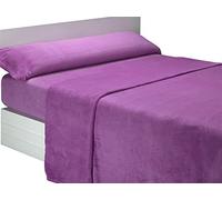 SABANALIA - Juego de sábanas de coralina Liso | 4 Piezas | 2 Fundas de Almohada, Bajera Ajustable y sábana encimera | Cama 180 | Color Lila | (Disponible en Varios tamaños y Colores)