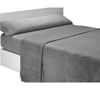 SABANALIA - Sabanas Coralina 180 | Sabanas Invierno | 4 Piezas | 2 Fundas de Almohada, Bajera Ajustable y sábana encimera | Cama 180 | Color Gris | Liso | (Disponible en Varios tamaños y Colores)