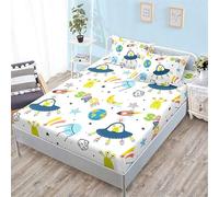 Sabanas 90X190 Espacio Ultraterrestre Bedding Juego De Sabanas 3 Piezas - Poliéster Microfibra Cepillada Funda Colchon - Hipoalergenica Juego De Sabanas - 2 Fundas De Almohada