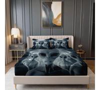 Sábanas Ajustables 180 x 200 cm para Adolescente Adulto, Surrealismo Fantasía Extraterrestres Tema Comodidad Suave Sábana Ajustable - Gris Ropa de Cama para Colchones hasta 30 cm Altura