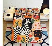 Sábanas Ajustables 3D Printed Cebra Floral Microfibra Antideslizante Bolsillo Profundo Ropa de Cama Zebra Floral Mattress Fitted Cover protección Total 200x200x25cm