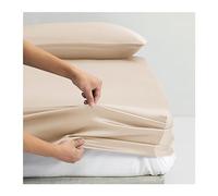 Sábanas Ajustables de 100% Tencel Lyocell 500 Hilos - for colchón 150x200cm 180x200cm - Fresco, Super Suave y Sedoso, Sábanas Ajustables con elástico (Color : Khaki, Size : 180x200+30cm)