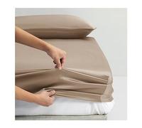 Sábanas Ajustables de 100% Tencel Lyocell 500 Hilos - for colchón 150x200cm 180x200cm - Fresco, Super Suave y Sedoso, Sábanas Ajustables con elástico (Color : Camel, Size : 180x200+30cm)
