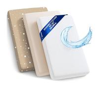 Sábanas Ajustables para Cochecito de bebé Juego de 3: 120 x 60 cm - 2 sábanas + 1 Protector de colchón Impermeable - Accesorios para Cuna de bebé y minicuna Jirafas