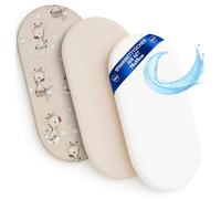 Sábanas Ajustables para Cochecito de bebé Juego de 3: 35x75 cm - 2 sábanas + 1 Protector de colchón Impermeable - Accesorios para Cuna de bebé y minicuna 35 x 75