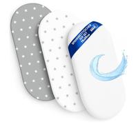 Sábanas Ajustables para Cochecito de bebé Juego de 3: 35x75 cm - 2 sábanas + 1 Protector de colchón Impermeable - Accesorios para Cuna de bebé y minicuna 35 x 75