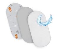 Sábanas Ajustables para Cochecito de bebé Juego de 3: 35x75 cm - 2 sábanas + 1 Protector de colchón Impermeable - Accesorios para Cuna de bebé y minicuna 35 x 75