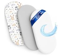 Sábanas Ajustables para Cochecito de bebé Juego de 3: 36x78 cm - 2 sábanas + 1 Protector de colchón Impermeable - Accesorios para Cuna de bebé y minicuna 36 x 78