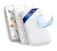 Sábanas Ajustables para Cochecito de bebé Juego de 3: 55x90 cm - 2 sábanas + 1 Protector de colchón Impermeable - Accesorios para Cuna de bebé y minicuna 55 x 90