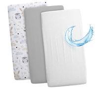 Sábanas Ajustables para Cochecito de bebé Juego de 3: 60x120 cm - 2 sábanas + 1 Protector de colchón Impermeable - Accesorios para Cuna de bebé y minicuna 60 x 120