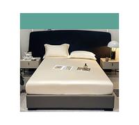 Sabanas Bajeras Ajustable Cama 90/120/150/180/200cm Sábana Bajera in Satén de Seda Tencel for colchón de hasta 30cm de Alto Súper Suave y Sedoso (Color : White, Size : 90x200+30cm)