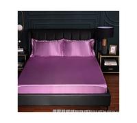 Sabanas Bajeras Ajustables satén 150x200-180x200-200x220cm Seda de Hielo Tejido Suave de Seda Helada Verano Sábana Bajera para colchón King (Color : Purple A, Size : 150x200+25 cm)