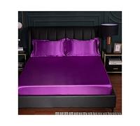 Sabanas Bajeras Ajustables satén 150x200-180x200-200x220cm Seda de Hielo Tejido Suave de Seda Helada Verano Sábana Bajera para colchón King (Color : Purple C, Size : 180x200+25 cm)
