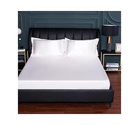 Sabanas Bajeras Ajustables satén 150x200-180x200-200x220cm Seda de Hielo Tejido Suave de Seda Helada Verano Sábana Bajera para colchón King (Color : White, Size : 150x200+25 cm)