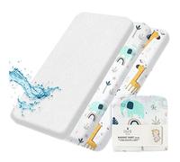 Sábanas bajeras de algodón orgánico GOTS 2+1, protector impermeable compatible con Next2me, Snuzpod y todas las cunas de noche, moisés de hasta 90 x 55 cm, paquete de 3 piezas