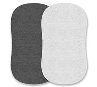 Sábanas bajeras para moisés compatibles con Halo, Fisher Price, Delta y Graco, se adapta perfectamente a colchón rectangular ovalado de 15 x 33 pulgadas, algodón jersey suave, color gris jaspeado,