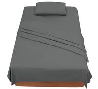 Sabanas Cama 90 - Juego Sábanas 3 Piezas - Sábanas Bajera Ajustable - Encimera - 1 Funda de Almohada 50x80 (Cama 90-90x190/200 cm, Gris Fonce)