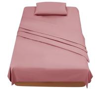 Sabanas Cama 90 - Juego Sábanas 3 Piezas - Sábanas Bajera Ajustable - Encimera - 1 Funda de Almohada 50x80 (Cama 90-90x190/200 cm, Rose Fonce)