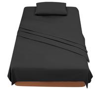 Sabanas Cama 90 - Juego Sábanas 3 Piezas - Sábanas Bajera Ajustable - Encimera - 1 Funda de Almohada 50x80 (Cama 90-90x190/200 cm, Negro)