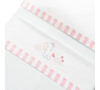 Sábanas Cochecito, Capazo, Carrito medidas compatibles 80x40cm/ 75x35cm/ 75x33cm/ 72x32cm Conjunto 3 Piezas, Franela 100% Algodón, Ideal Otoño e Invierno, Friends Blanco/Rosa - Hecho en España