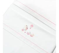 Sábanas Cochecito, Capazo, Carrito medidas compatibles 80x40cm/ 75x35cm/ 75x33cm/ 72x32cm Conjunto 3 Piezas, Franela 100% Algodón, Ideal Otoño e Invierno, Amigos Blanco/Rosa - Hecho en España
