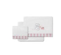 Sábanas Coralina Minicuna Honey Bear blanco y rosa