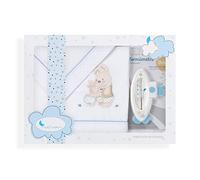 Sábanas Cuna Conejito + Termómetro Blanco Azul