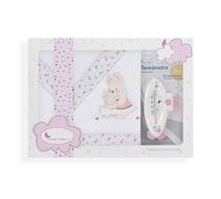Sábanas Cuna Conejito + Termómetro Blanco Rosa