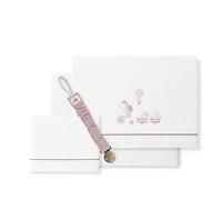 Sábanas cuna Jirafa Bicicleta blanco maquillaje con chupetero muselina