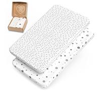 Sábanas Cuna mimaDu sábanas 50 x 90 Cuna colecho Protector colchon minicuna sábanas bebé | Dos sábanas Cuna colecho 90x50 90x55 cm | 100% algodón Peinado Oeko-Tex (Rayas, Puntos)