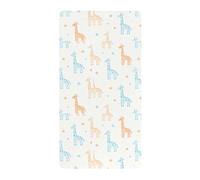 Sábanas de algodón para cuna de bebé, ultrasuaves, color azul y naranja, de línea simplificada, jirafa, para guardería, 1 paquete de sabanas para cuna de 39 x 27 pulgadas