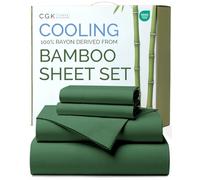 Sábanas de bambú 100 % rayón derivado de bambú, sábanas refrescantes para King, suaves, transpirables y de lujo de hotel, 1 sábana encimera, 1 sábana bajera y 2 fundas de almohada con bolsillos de 16