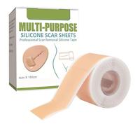 Sábanas de cicatrices de silicona, 1.6x59.1 cinta de cicatriz de silicona flexible reutilizable y lavable promoción de cinta quirúrgica de curación para cesárea, acné, quemado.