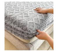 Sabanas De Terciopelo Funda de Cama Jacquard 3D con Estampado de Terciopelo, Funda de colchón, sábana Bajera cálida de Invierno, Protector de colchón Grueso Colcha De Terciopelo(Gray,150x190x30cm)