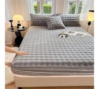 Sabanas Juego de sábanas ajustables de terciopelo cálido for invierno con funda de almohada, funda de colchón gruesa tamaño Queen, cubrecamas de felpa for cama doble Sabanas Algodon(Gray,180x200cm-3pc