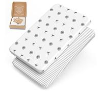 Sábanas MimaDu Sábana Bajera minicuna 50x80 Protector minicuna 80x50cm de algodón Oeko-Tex (ovejitas)